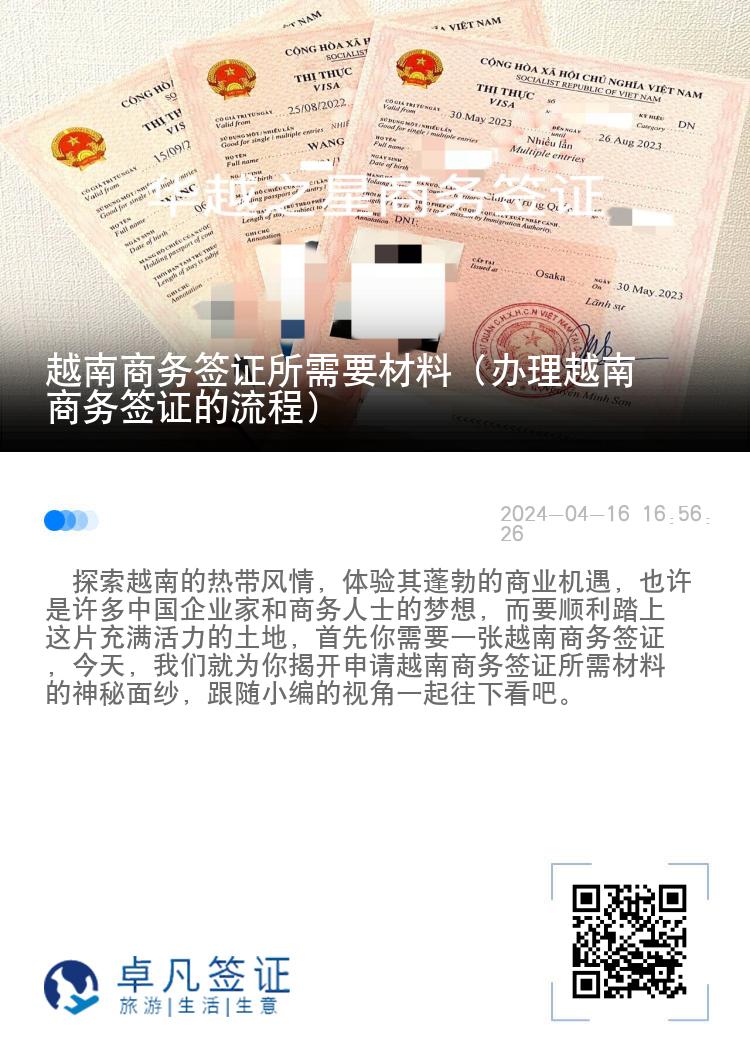 越南商务签证所需要材料（办理越南商务签证的流程）