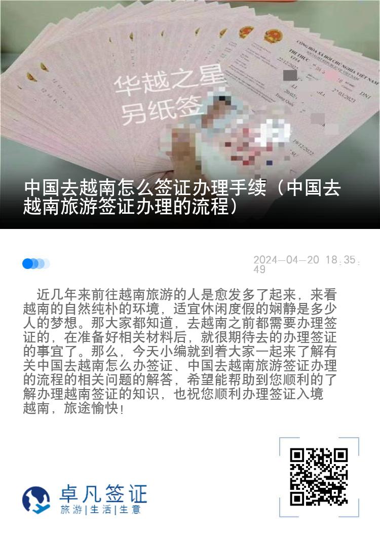 中国去越南怎么签证办理手续（中国去越南旅游签证办理的流程）