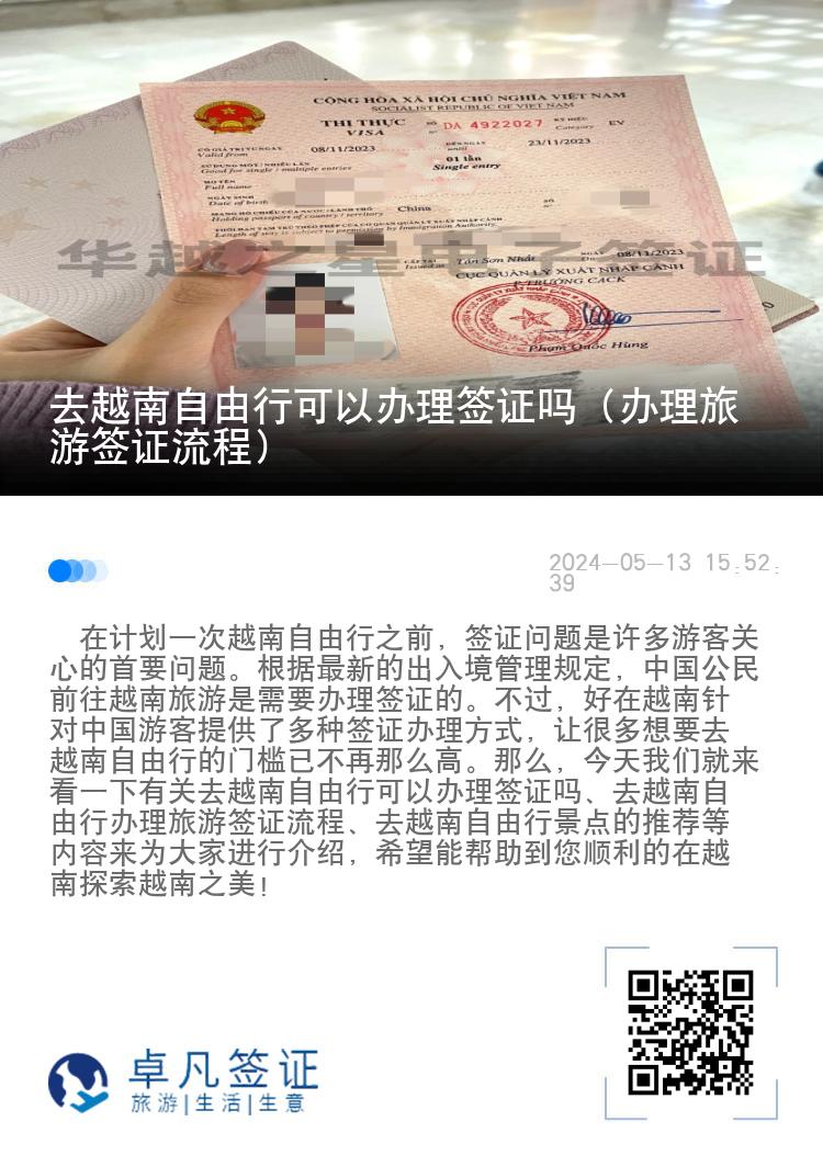 去越南自由行可以办理签证吗（办理旅游签证流程）