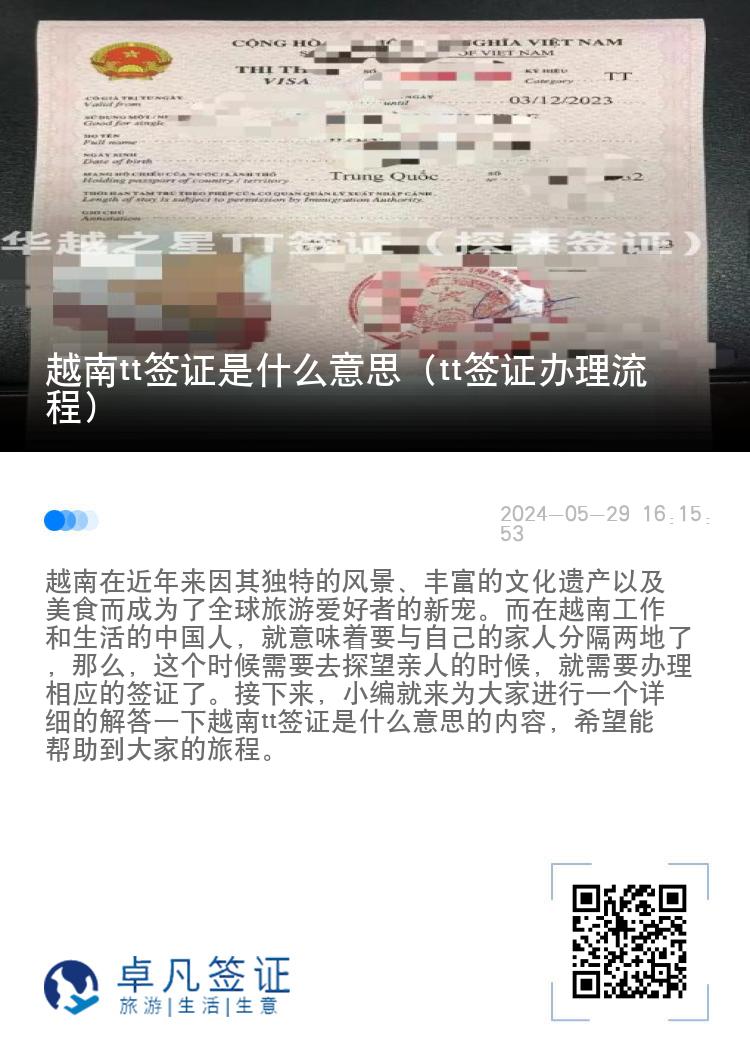 越南tt签证是什么意思（tt签证办理流程）