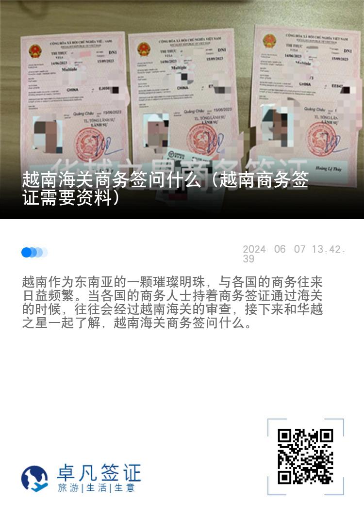 越南海关商务签问什么（越南商务签证需要资料）