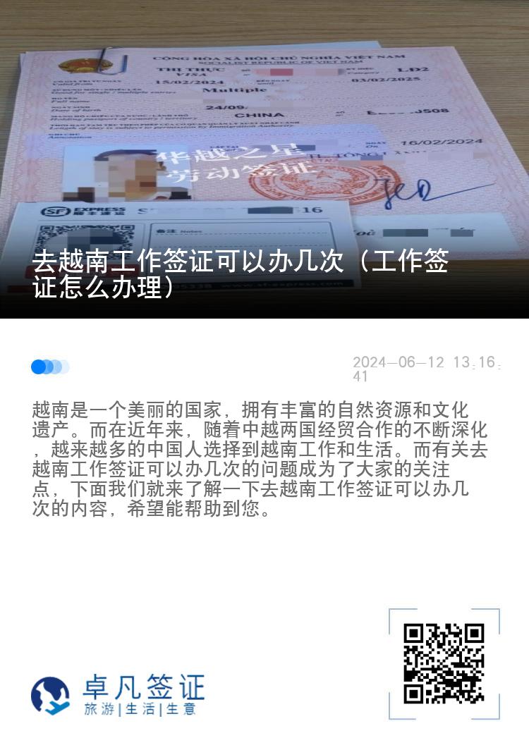 去越南工作签证可以办几次（工作签证怎么办理）