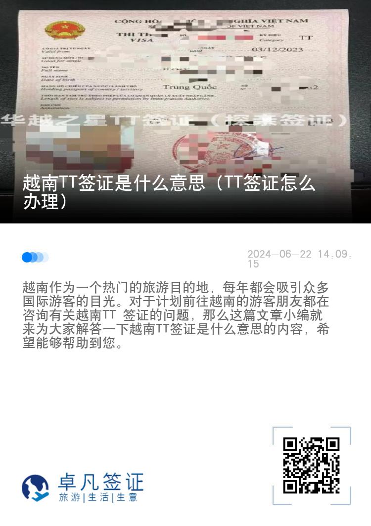 越南TT签证是什么意思（TT签证怎么办理）