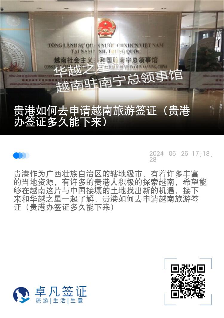 贵港如何去申请越南旅游签证（贵港办签证多久能下来）