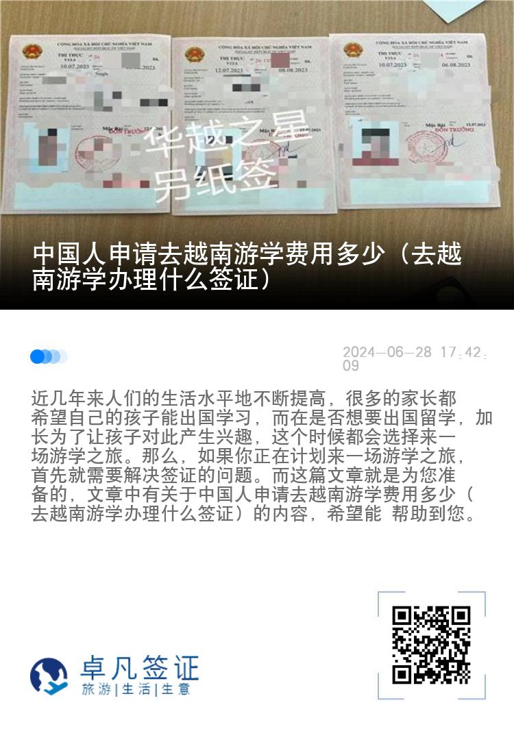 中国人申请去越南游学费用多少（去越南游学办理什么签证）