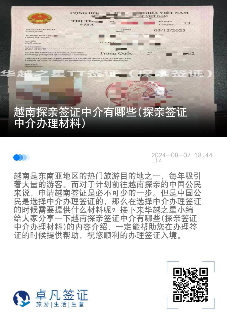 越南探亲签证中介有哪些(探亲签证中介办理材料)