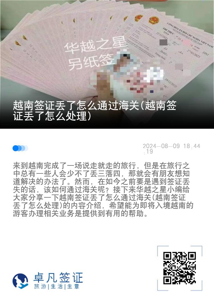 越南签证丢了怎么通过海关(越南签证丢了怎么处理)