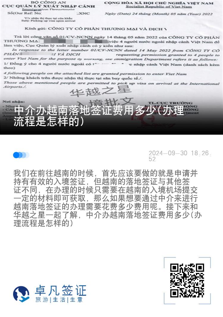 中介办越南落地签证费用多少(办理流程是怎样的)