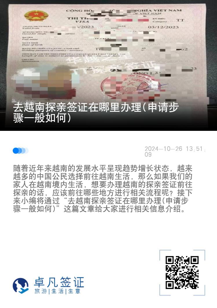 去越南探亲签证在哪里办理(申请步骤一般如何)