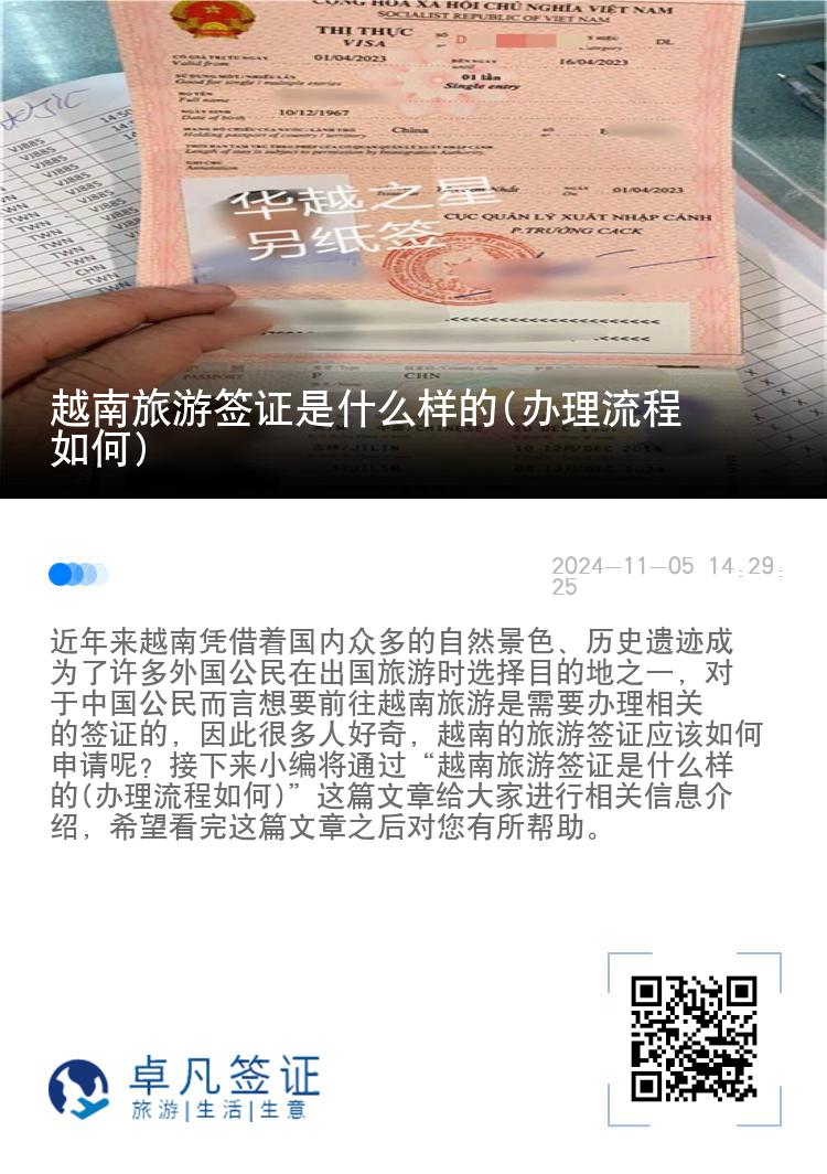 越南旅游签证是什么样的(办理流程如何)