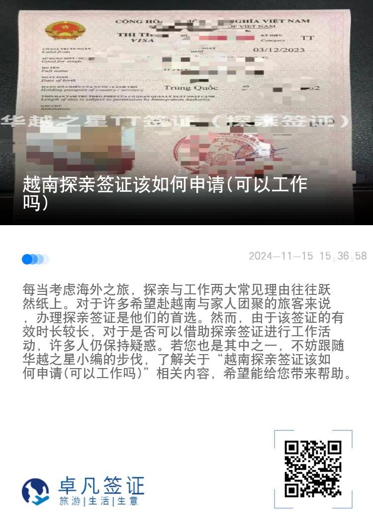 越南探亲签证该如何申请(可以工作吗)