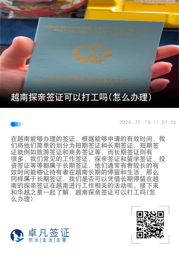 越南探亲签证可以打工吗(怎么办理)