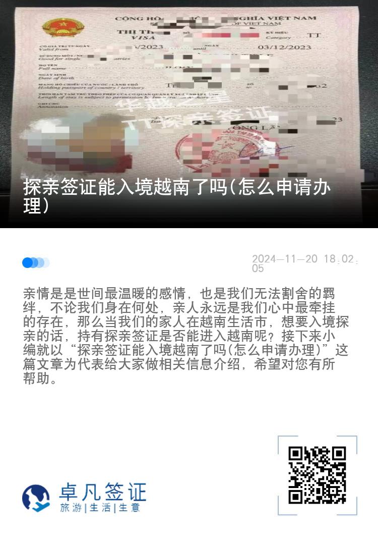 探亲签证能入境越南了吗(怎么申请办理)