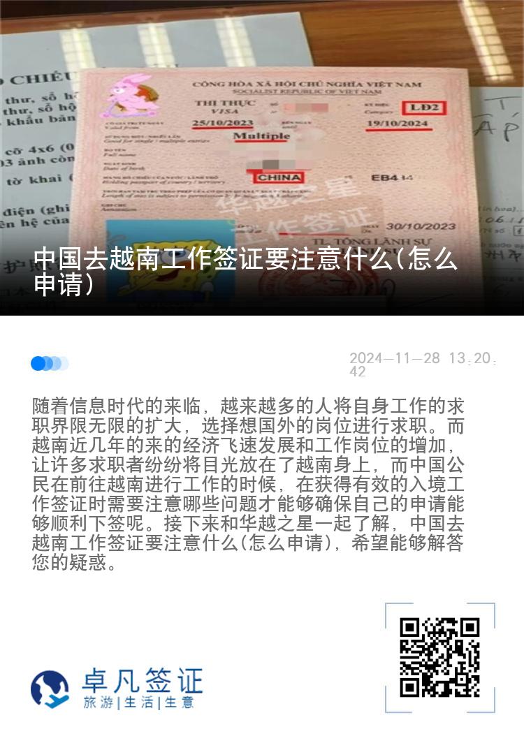 中国去越南工作签证要注意什么(怎么申请)