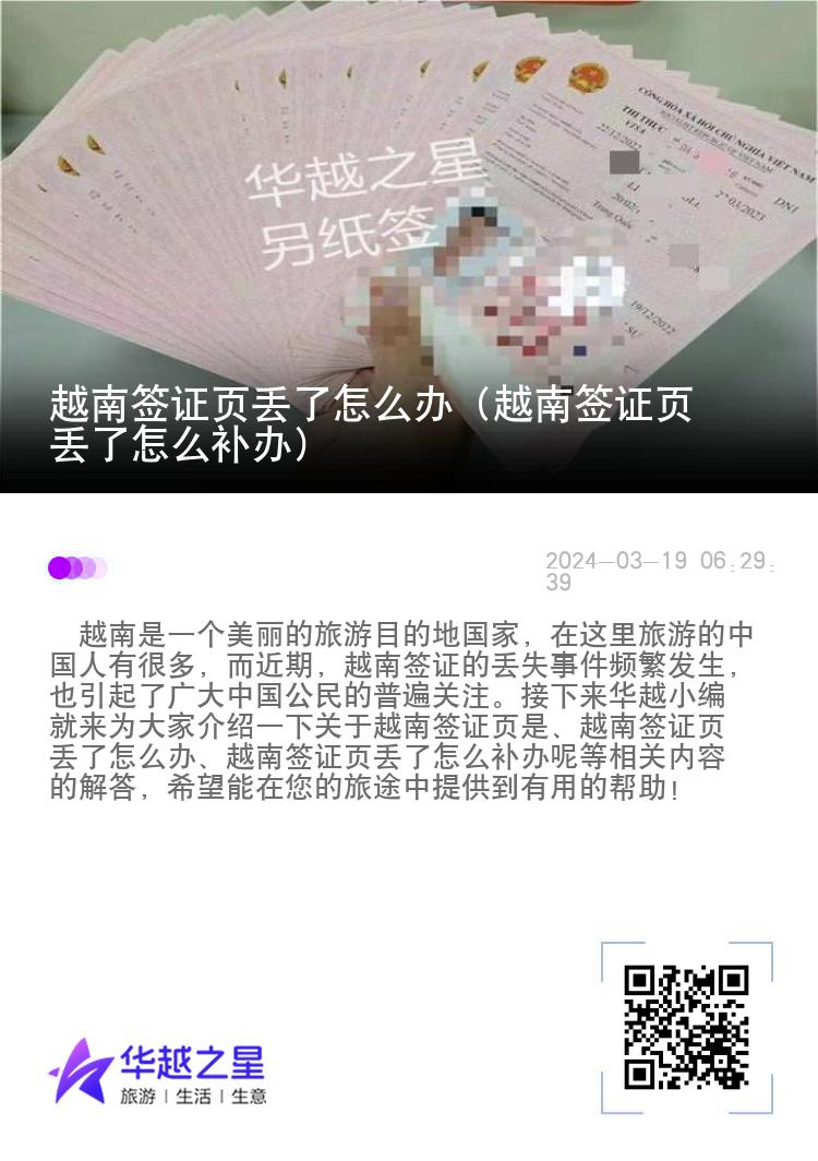 越南签证页丢了怎么办（越南签证页丢了怎么补办）